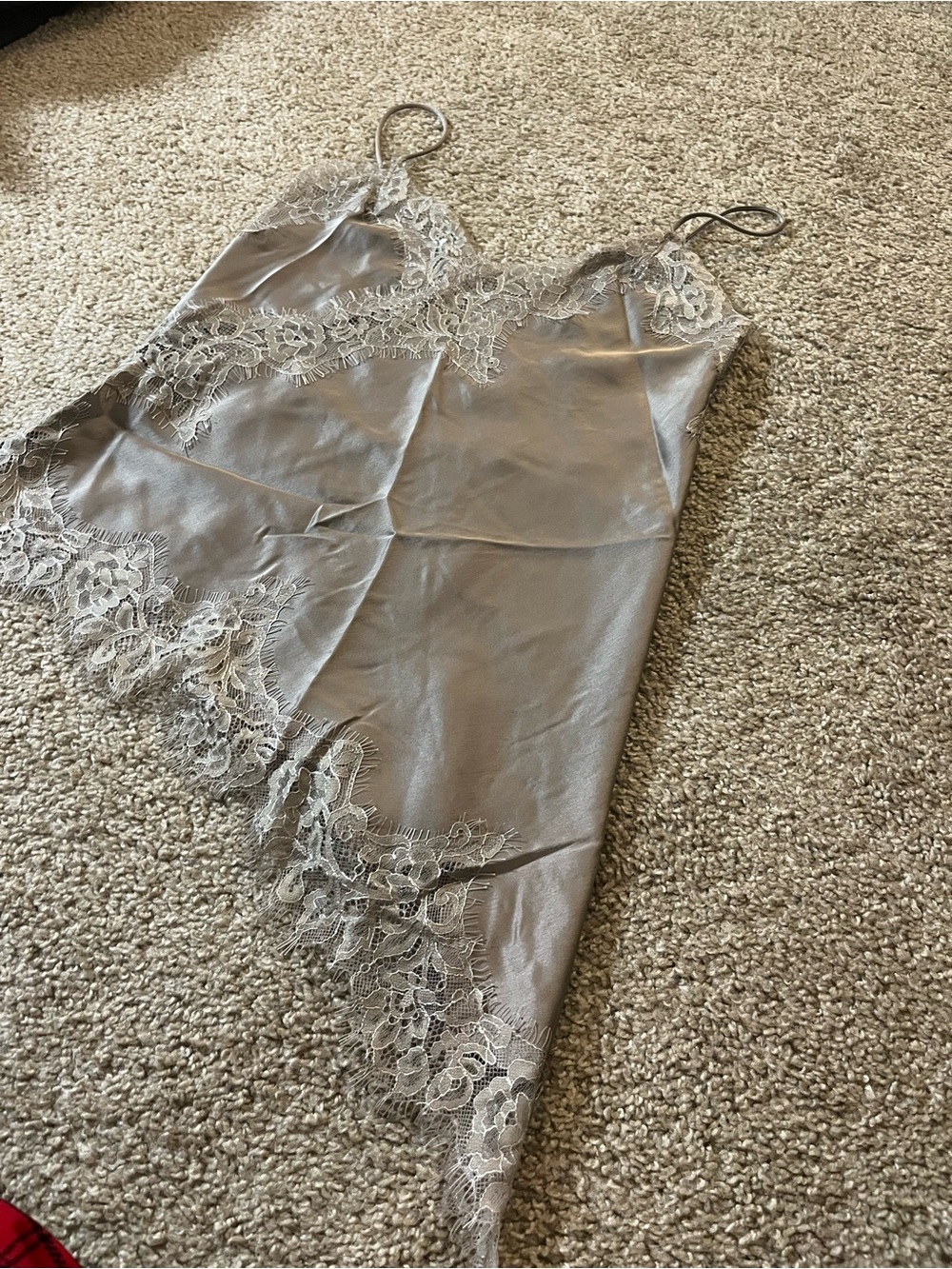 Zara Satin Lace-Trim Cami in Taupe - Picture 7 of 9